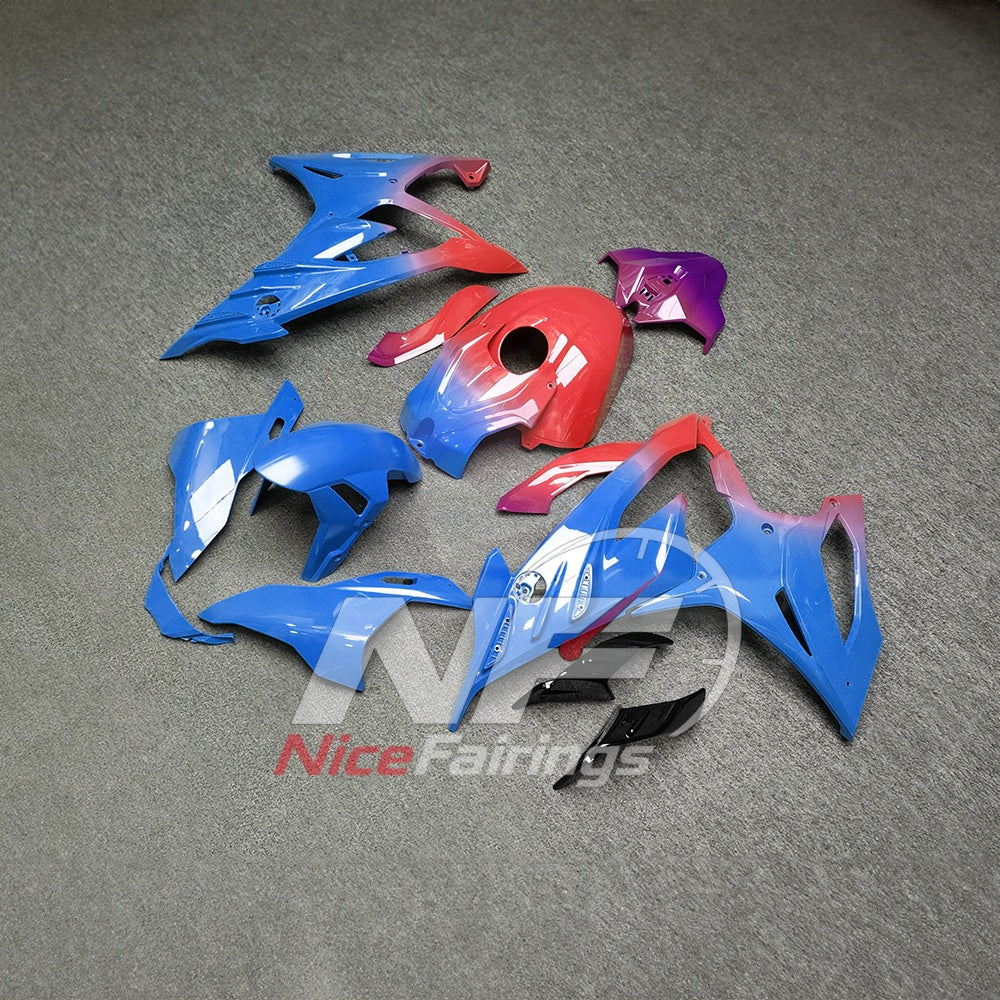 For BMW S1000RR 2023-2024 Blue Black Custom Fairings with ABS Sportbike Plastics and Full Body Kit | NiceFairings - side angle image