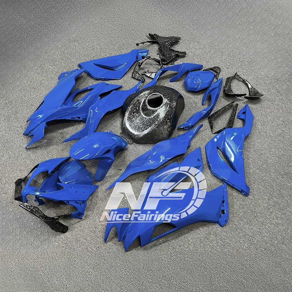 For Kawasaki ZX6R 636 Custom Painted ABS Body Kit Blue Silver Premium Edition | NiceFairings - side angle image