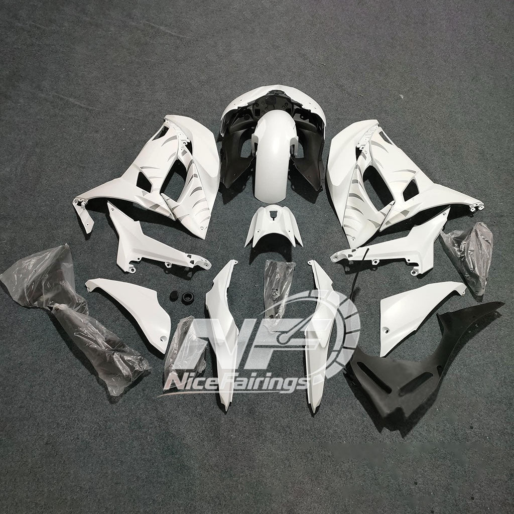 KAWASAKI Ninja 650 ER-6F Full Motorcycle Plastics white blue | NiceFairings - side angle image