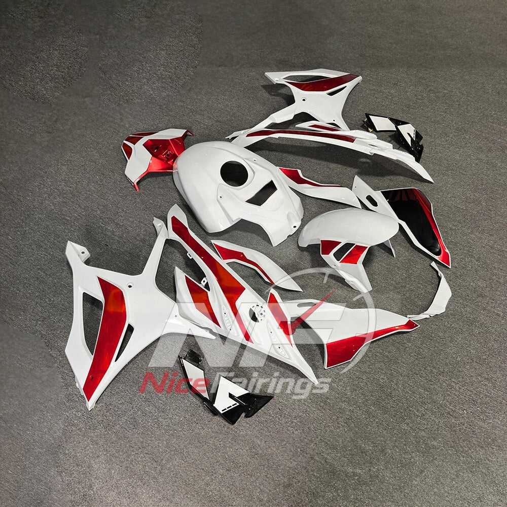 For BMW S1000RR 2023-2024 Red Black Custom Fairings with ABS Sportbike Plastics and Full Body Kit | NiceFairings - side angle image