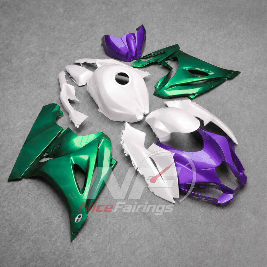 For Suzuki GSX-R1000 K17 2017 2018-2026 Sportbike Fairing Set Green Purple Custom Painted Plastics | NiceFairings - side angle image