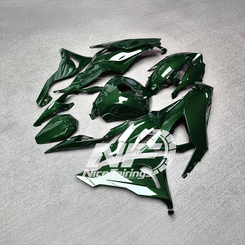 For Kawasaki Ninja ZX-6R 636 2024-2025 Custom Fairings White Blue Signature Edition | NiceFairings - side angle image