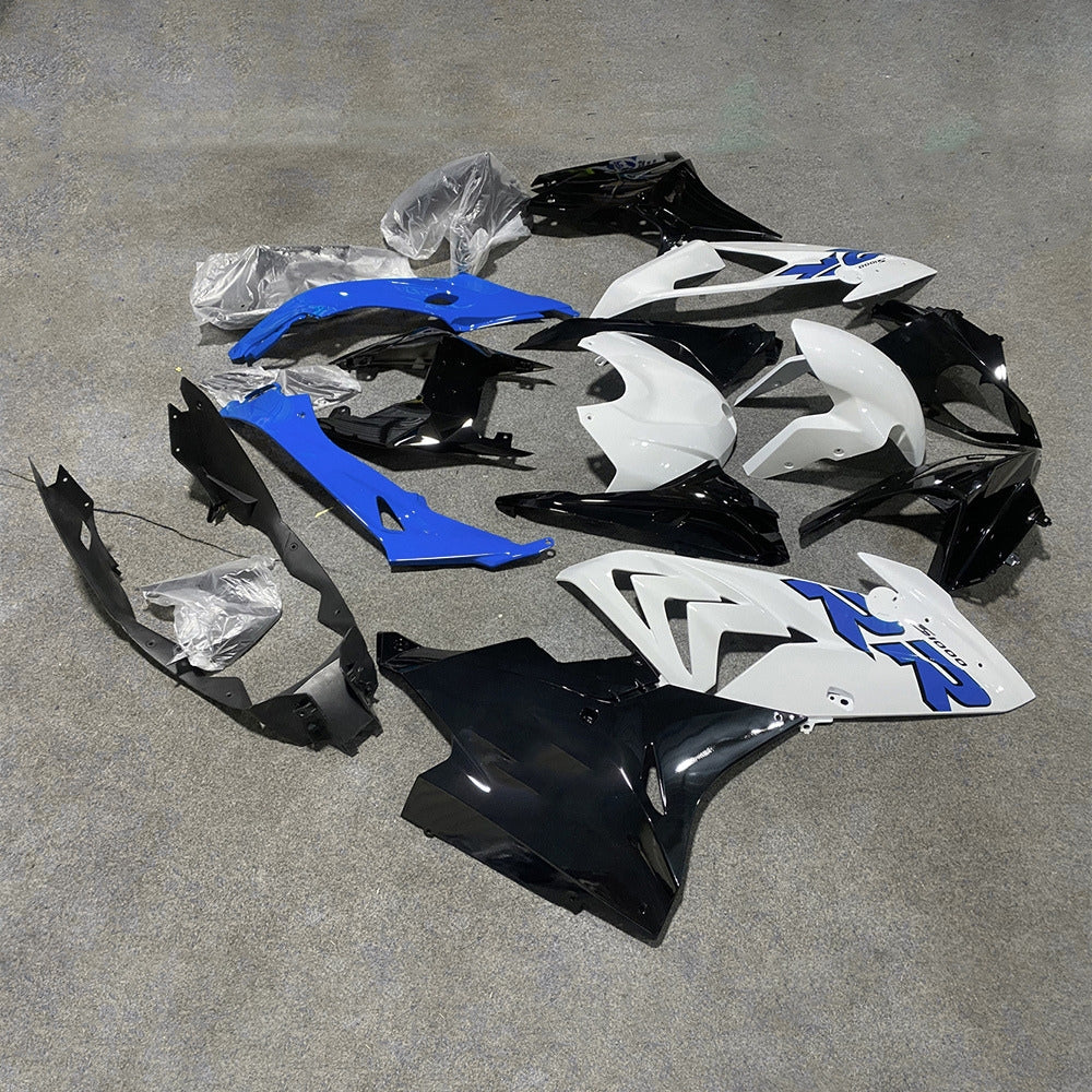 For BMW S1000RR 2017-2018 Blue Silver Standard No Tank Cover Custom Fairings, ABS Replacement Plastics Full Body Kit | NiceFairings - side angle image