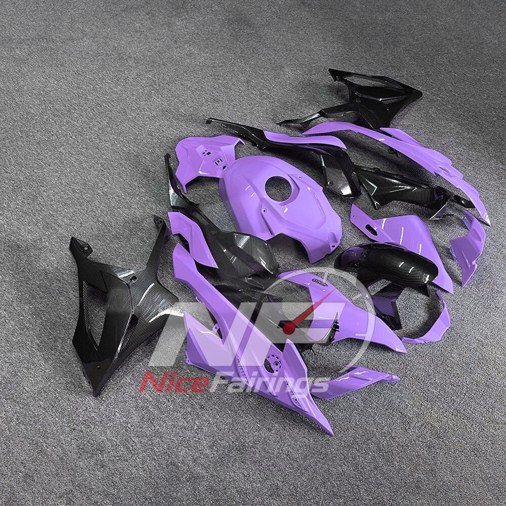 For BMW S1000RR 2023-2024 Purple Black ABS Fairing Kit with Painted Bodywork and Replacement Panels | NiceFairings - side angle image