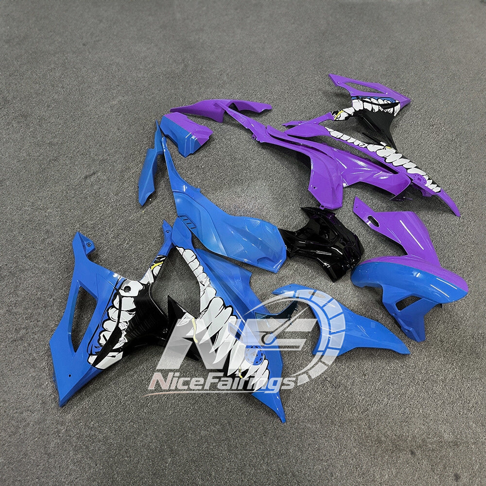 For BMW S1000RR 2019-2022 Grey Blue Tank Cover ABS Fairing Kit, Custom Painted Motorcycle Bodywork | NiceFairings - side angle image