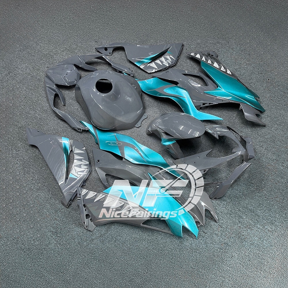 For Kawasaki ZX6R 636 2019-2023 ABS Fairing Kit Green Black Premium Edition | NiceFairings - side angle image