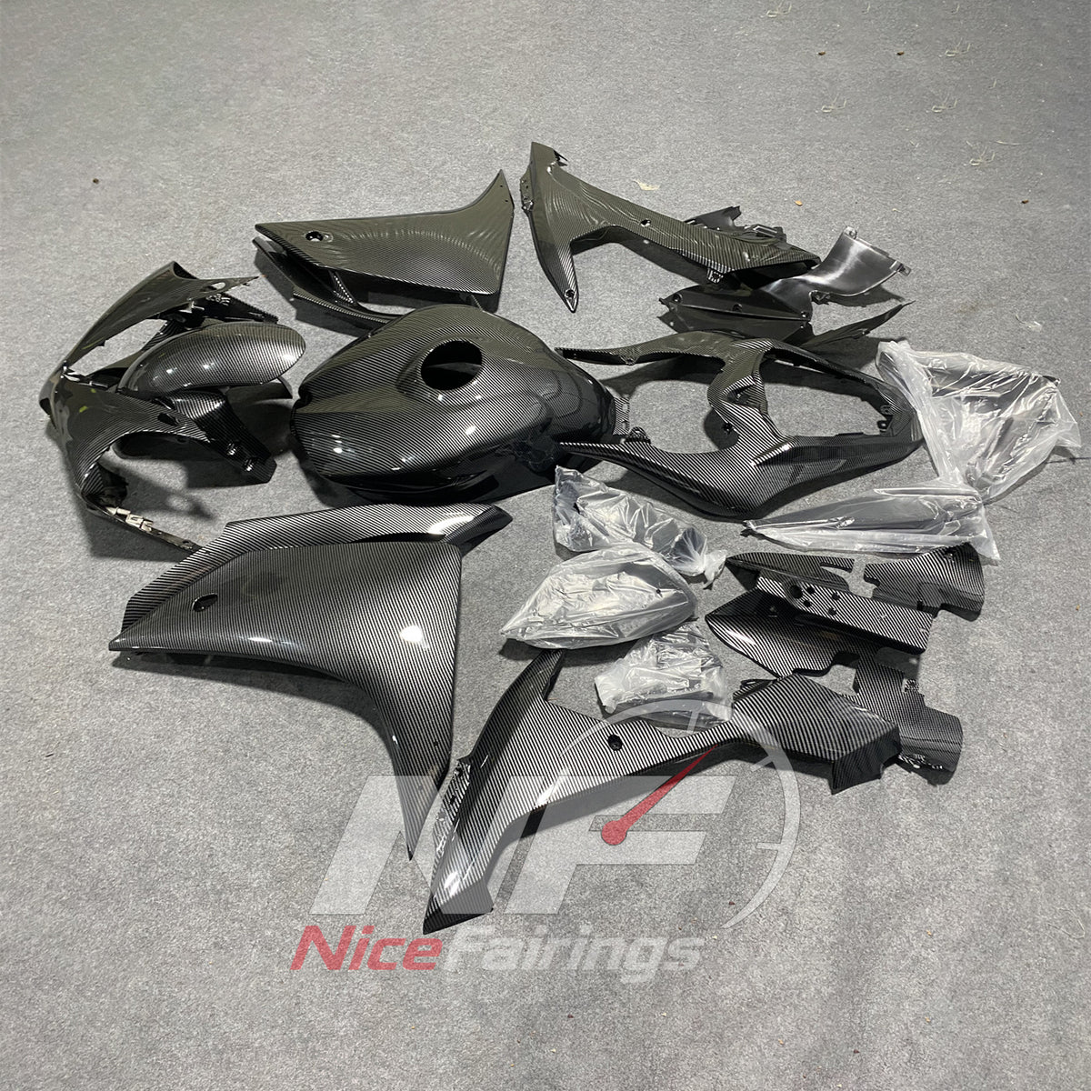 Injection-Molded ABS Bodywork Set Compatible with YAMAHA YZF-R1 RN19 2007-2008 - Gunmetal Gray | NiceFairings - side angle image