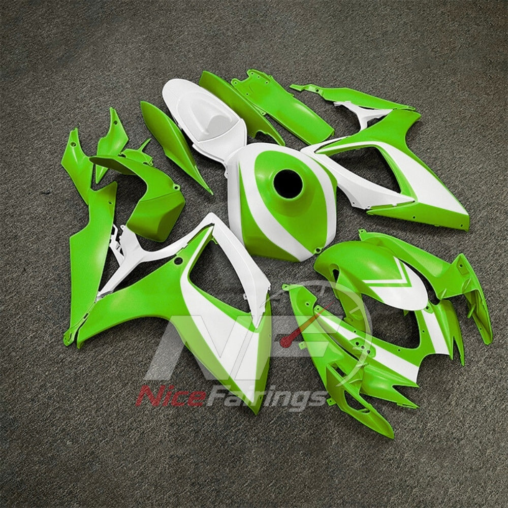 For Suzuki GSX-R600 GSX-R750 K6 2006-2007 Sportbike Fairing Set Green Gray Custom Painted Plastics | NiceFairings - side angle image