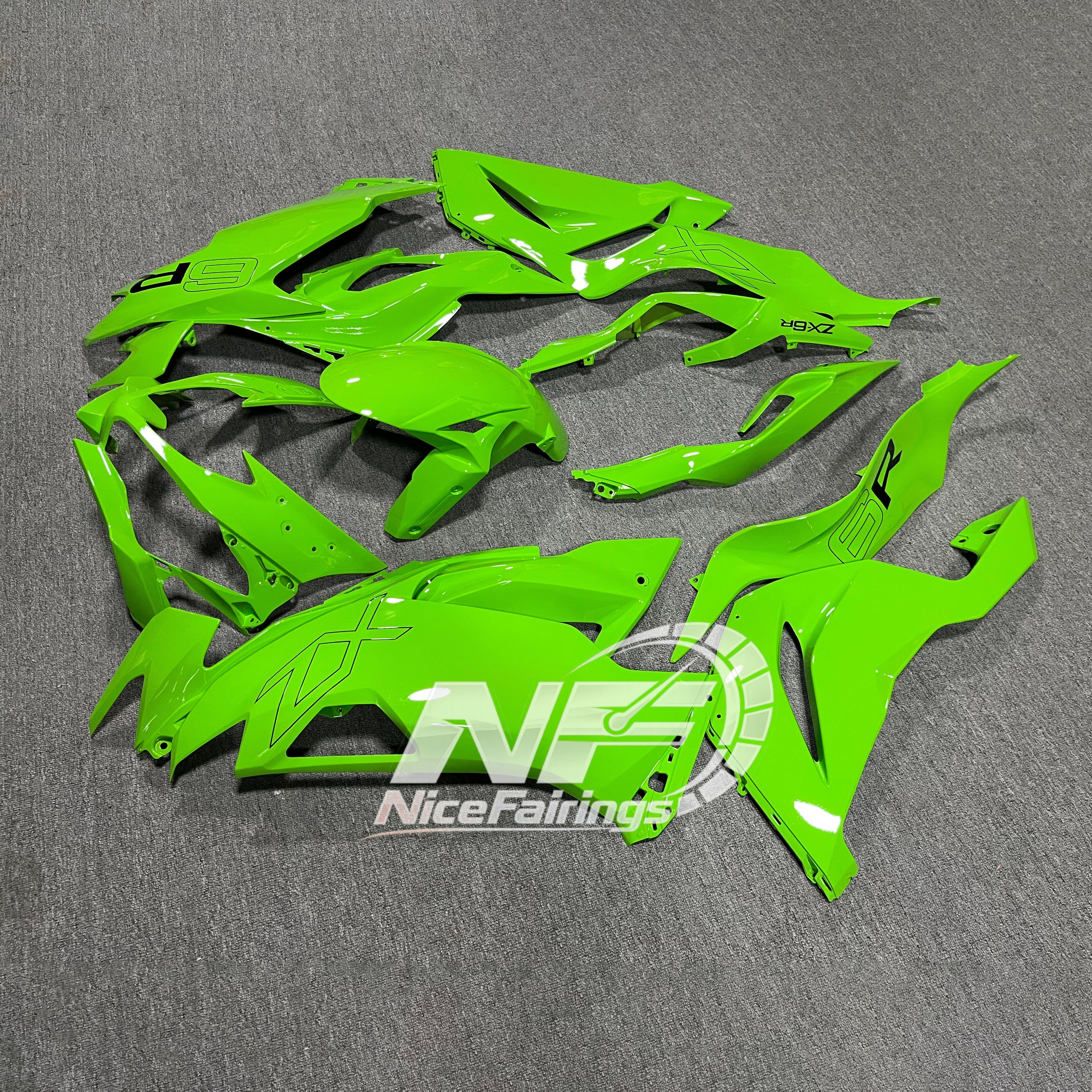 Kawasaki ZX-6R 636 2019-2023 Replacement Fairing Set Aftermarket Panels | NiceFairings - side angle image