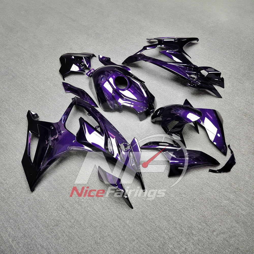 For BMW S1000RR 2023-2024 Purple Black Painted ABS Fairings with Complete Replacement Bodywork | NiceFairings - side angle image