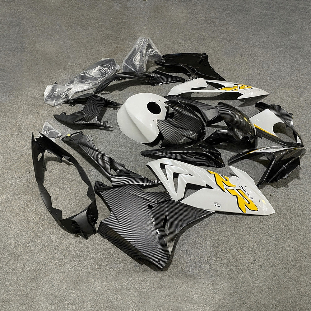 For BMW S1000RR 2017-2018 Blue White Elite Edition ABS Fairing Kit, Custom Painted Motorcycle Bodywork | NiceFairings - side angle image