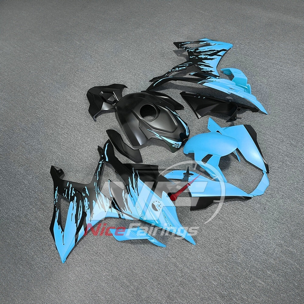 For BMW S1000RR 2023-2024 Blue Black ABS Fairing Kit with Painted Bodywork and Replacement Panels | NiceFairings - side angle image