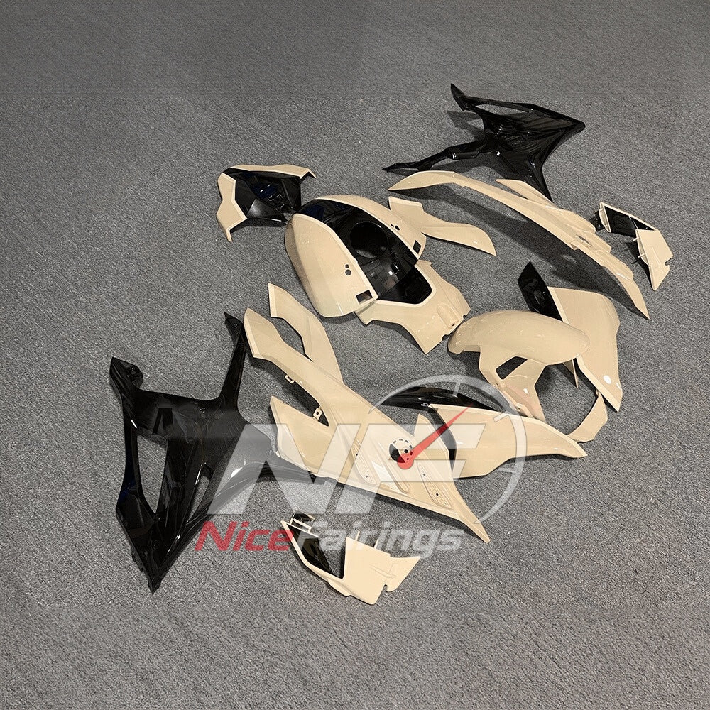 For BMW S1000RR 2023-2024 Yellow Black Sportbike Fairing Set with Custom Painted Plastics | NiceFairings - side angle image