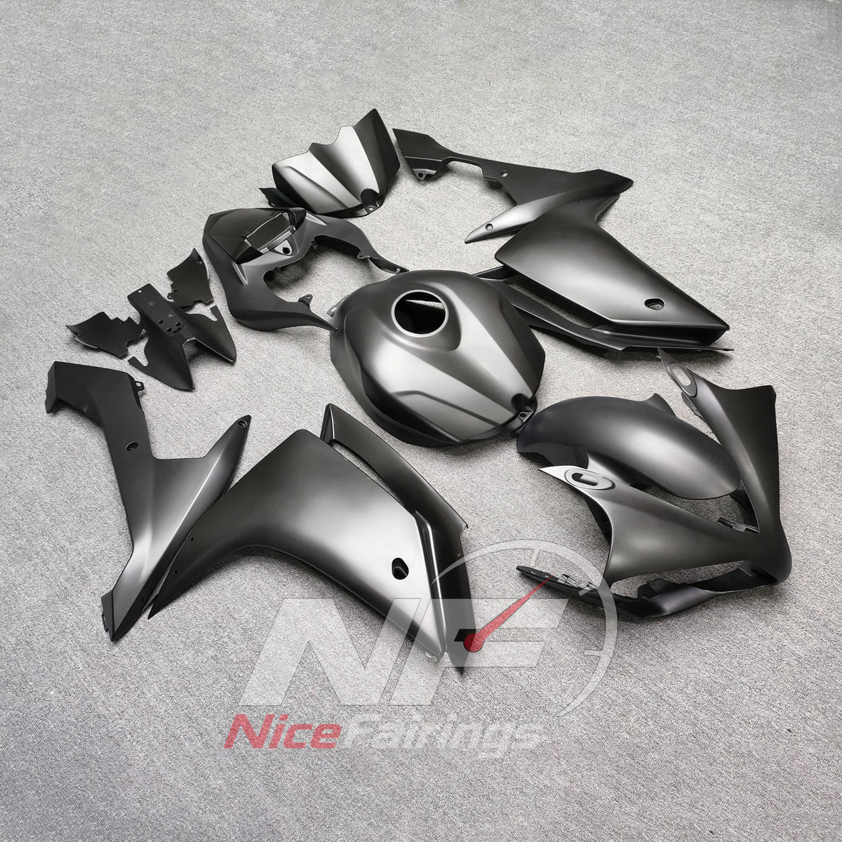 Complete ABS Body Panels Kit Compatible with YAMAHA YZF-R1 RN19 2007-2008 - Satin Silver | NiceFairings - side angle image