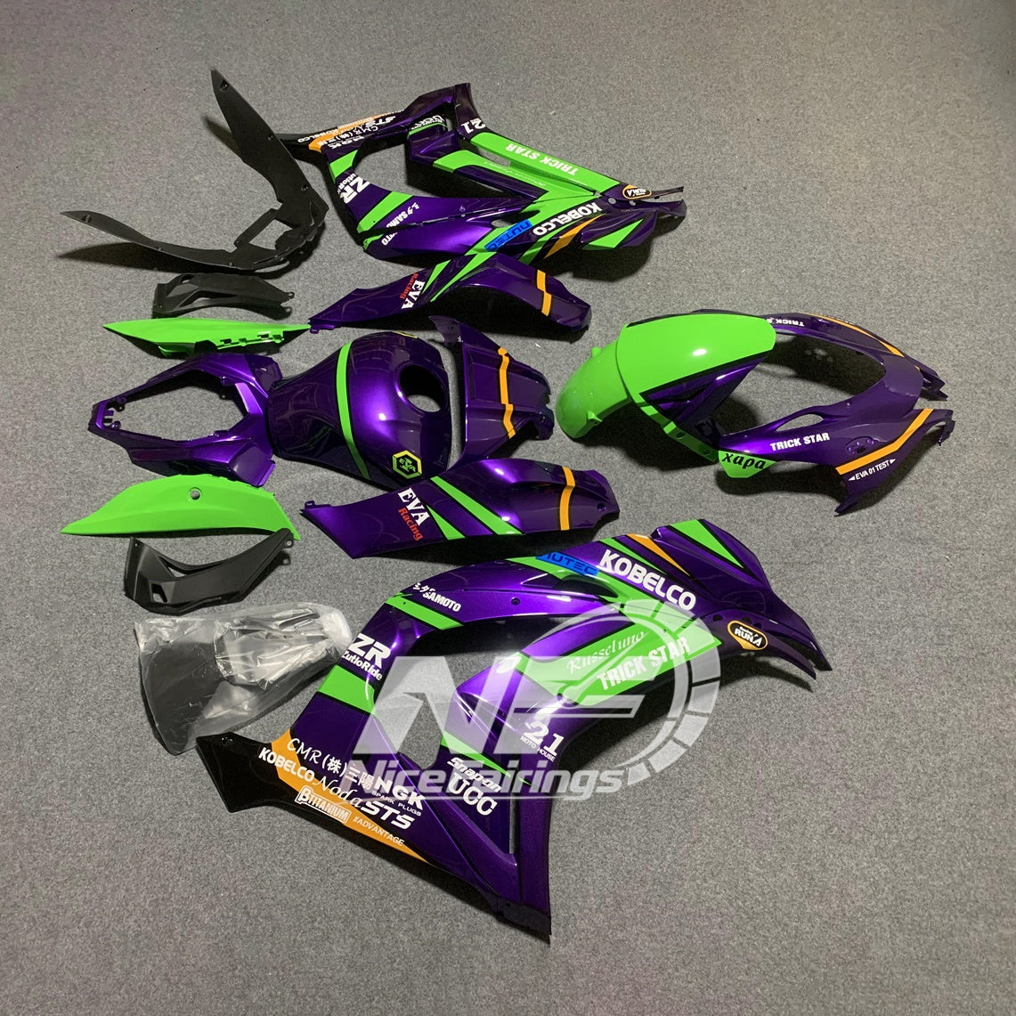 For KAWASAKI ZX10R 2016-2020 Aftermarket Fairing Kit Replacement Plastics | NiceFairings - side angle image