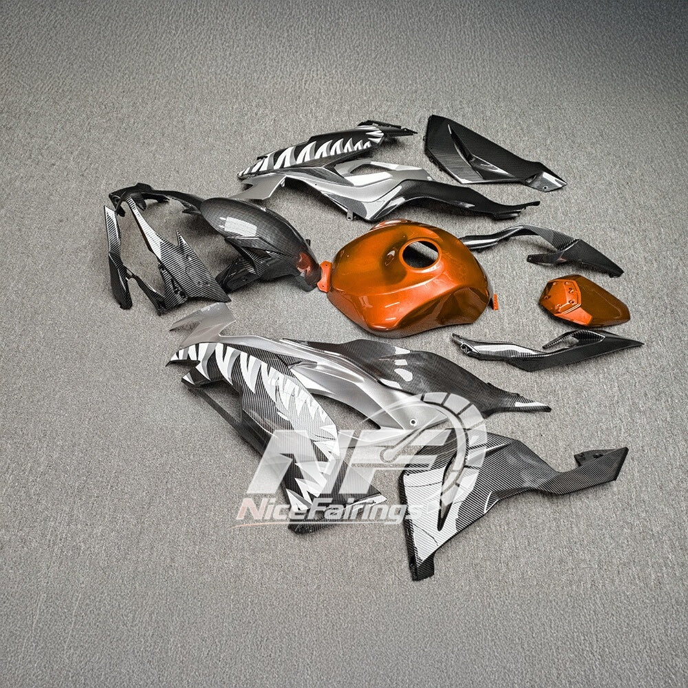 For Kawasaki ZX6R 636 2019-2023 ABS Fairing Kit Orange Black Signature Edition | NiceFairings - side angle image