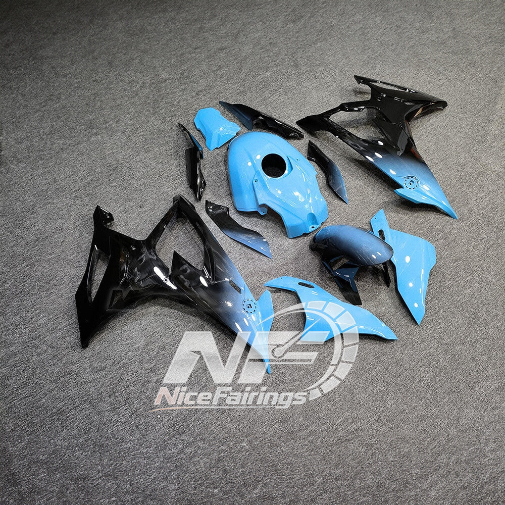 For BMW S1000RR 2019-2022 Tri Color Premium Edition ABS Fairing Kit, Custom Painted Motorcycle Bodywork | NiceFairings - side angle image