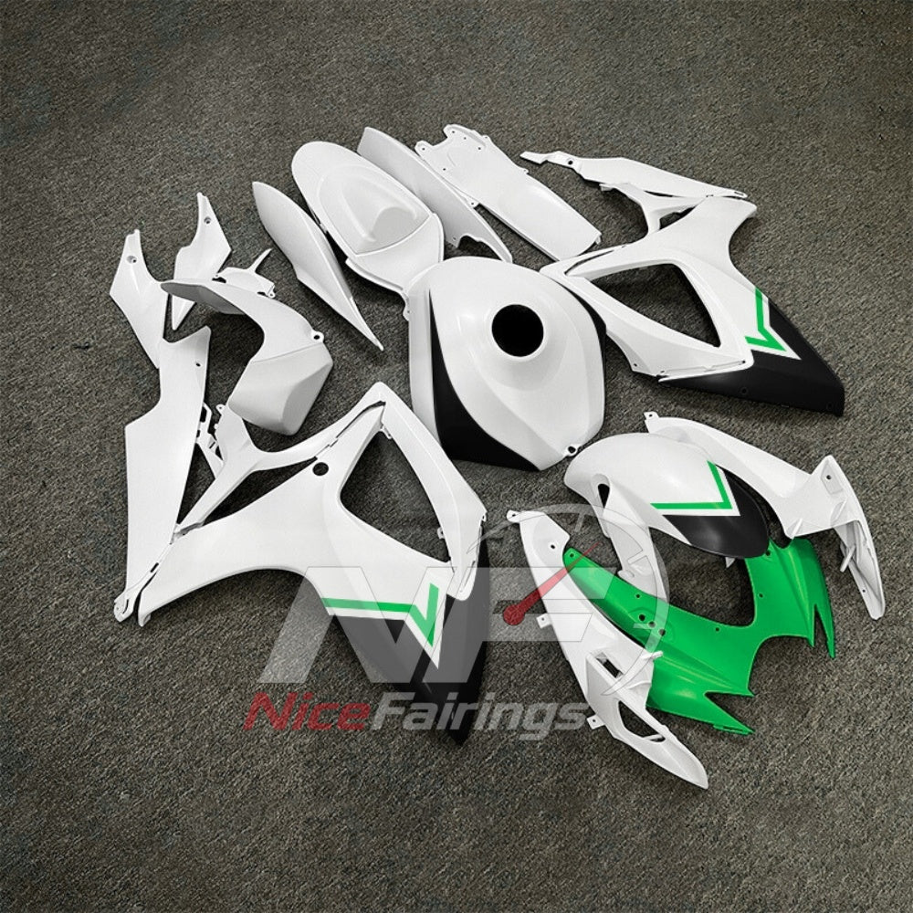 For Suzuki GSX-R600 GSX-R750 K6 2006-2007 Sportbike Fairing Set White Custom Painted Plastics | NiceFairings - side angle image