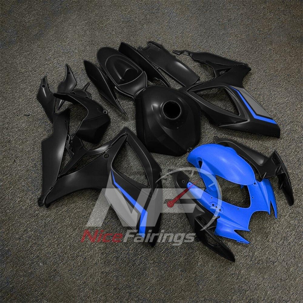 For Suzuki GSX-R600 GSX-R750 K6 2006-2007 Custom Fairings Black Gray ABS Sportbike Plastics | NiceFairings - side angle image