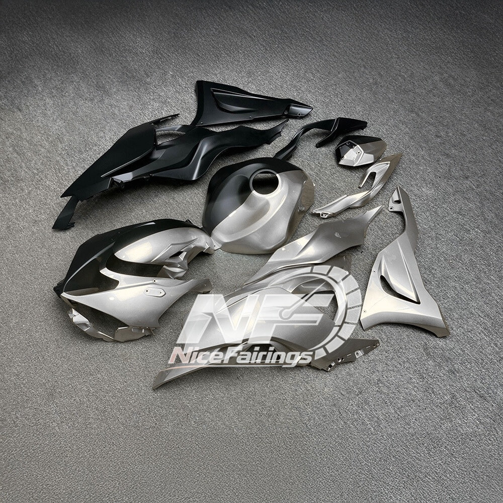 For Kawasaki ZX6R 636 Custom Painted ABS Body Kit Blue Silver Tank Cover | NiceFairings - side angle image
