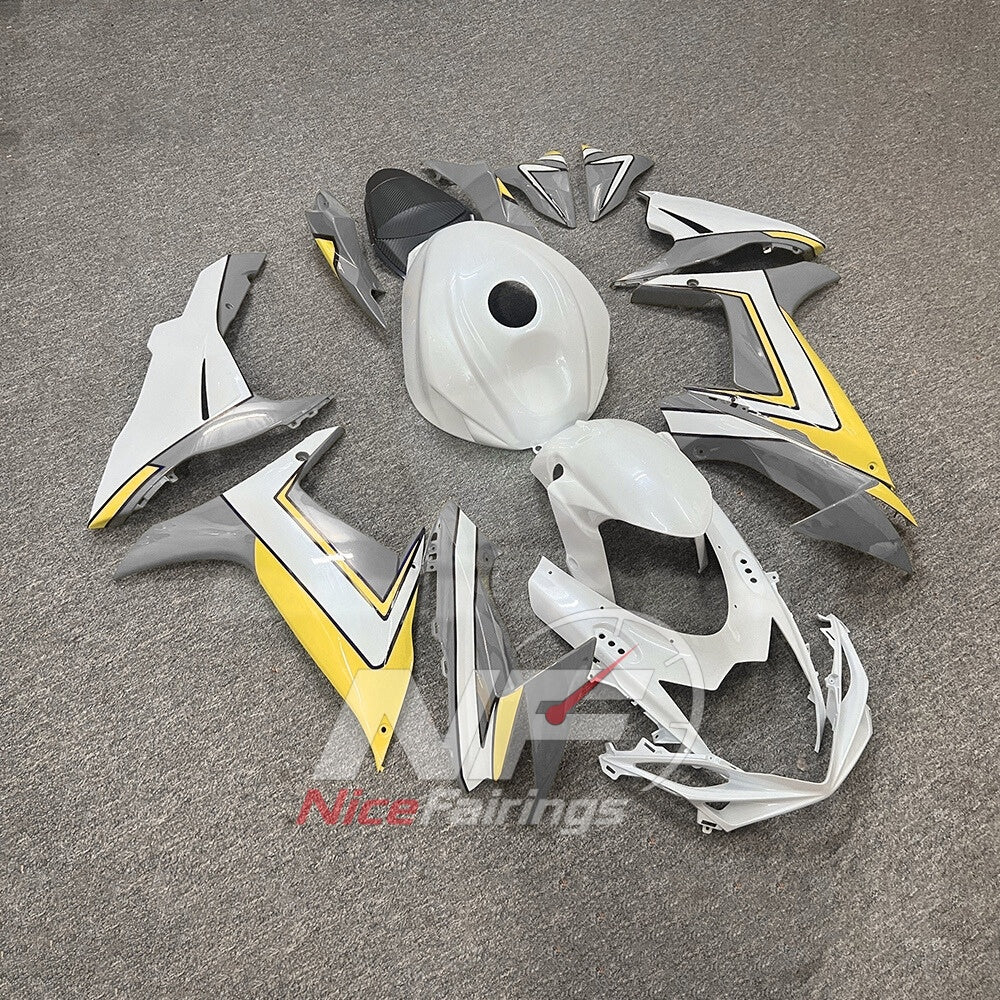 For Suzuki GSXR600 GSXR750 K11 2011-2016 ABS Fairing Kit White Black Painted Bodywork | NiceFairings - side angle image