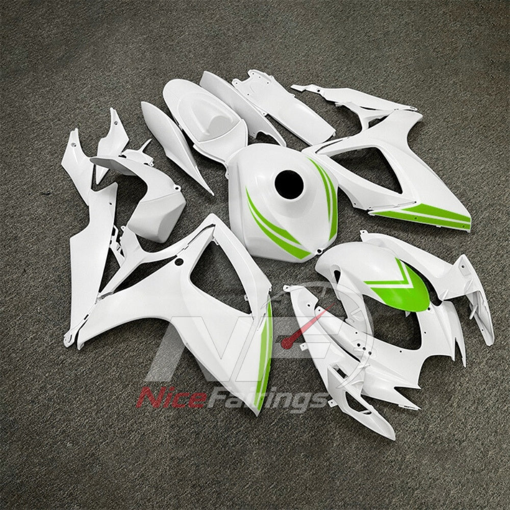 For Suzuki GSX-R600 GSX-R750 K6 2006-2007 Sportbike Fairing Set White Custom Painted Plastics | NiceFairings - side angle image