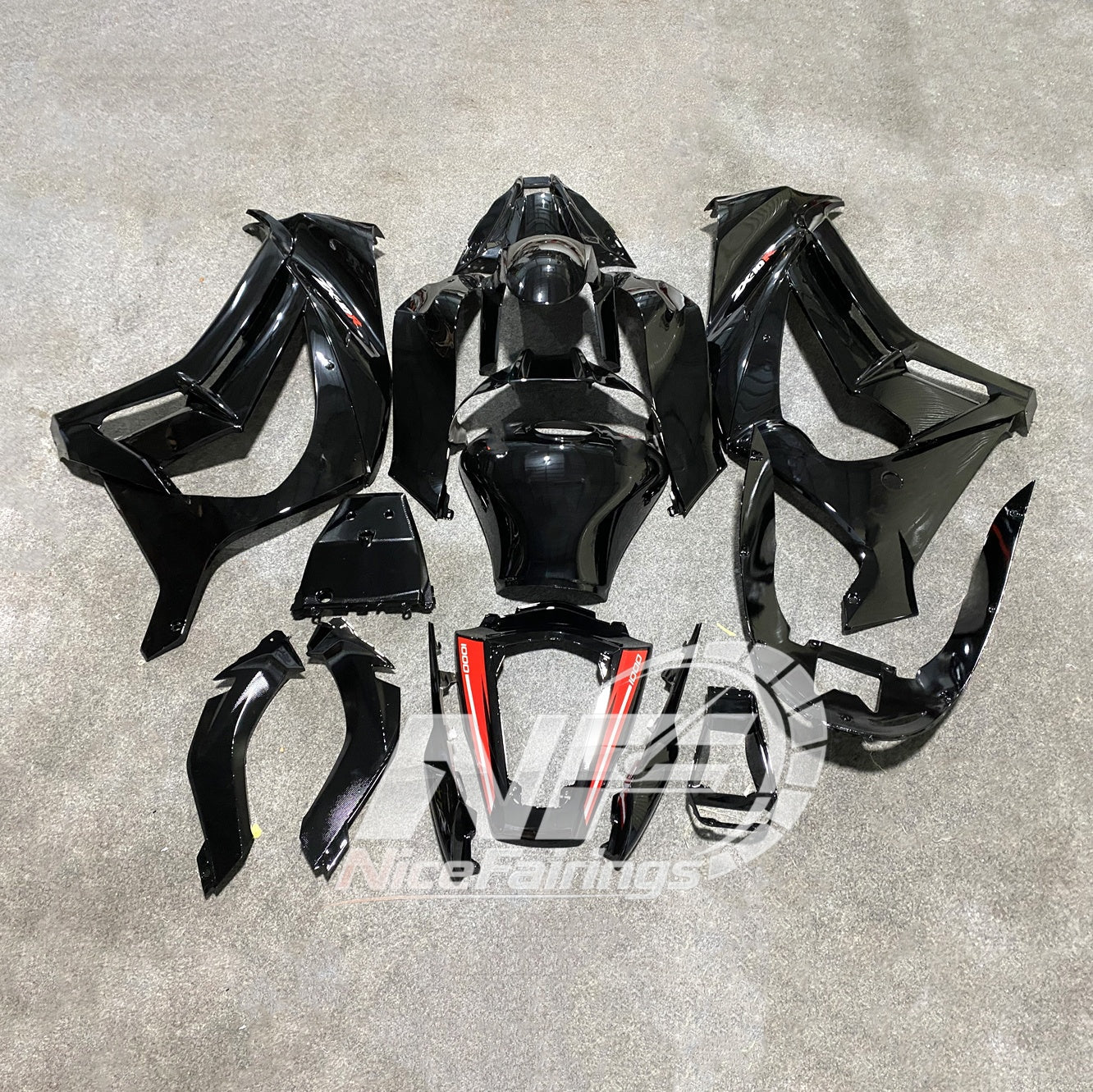 Ninja ZX10R 2011-2015 Custom Painted Replacement Plastics | NiceFairings - side angle image
