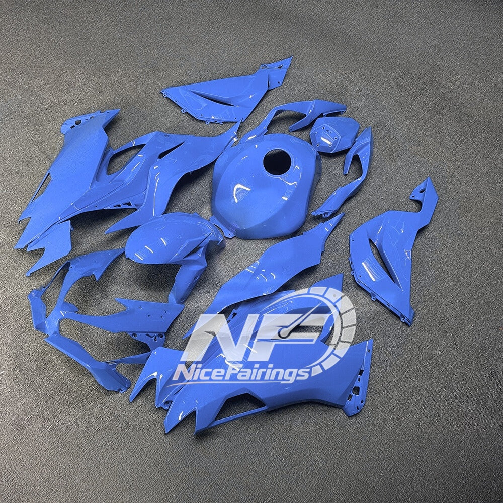 Kawasaki ZX-6R 636 2019-2023 Replacement Fairing Set Blue Silver Tank Cover | NiceFairings - side angle image