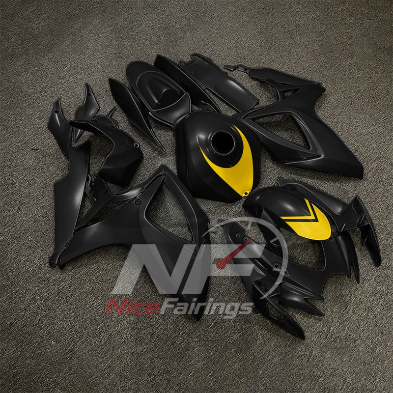 For Suzuki GSX-R600 GSX-R750 K6 2006-2007 Custom Fairings Black Gray ABS Sportbike Plastics | NiceFairings - side angle image