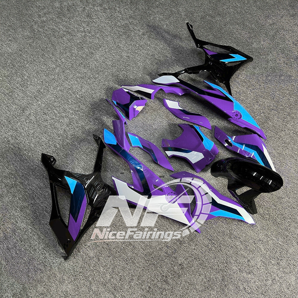For BMW S1000RR 2019-2022 Blue White Motorcycle Fairing Kit, Aftermarket ABS Body Panels | NiceFairings - side angle image
