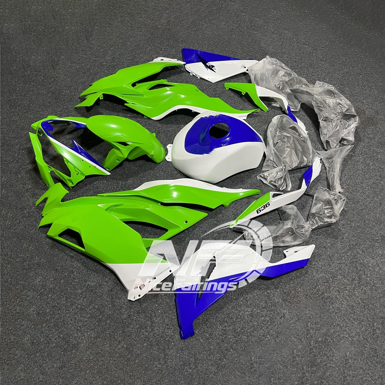 Ninja ZX6R 636 2019-2023 Sportbike Plastics Track Edition Tank Cover | NiceFairings - side angle image