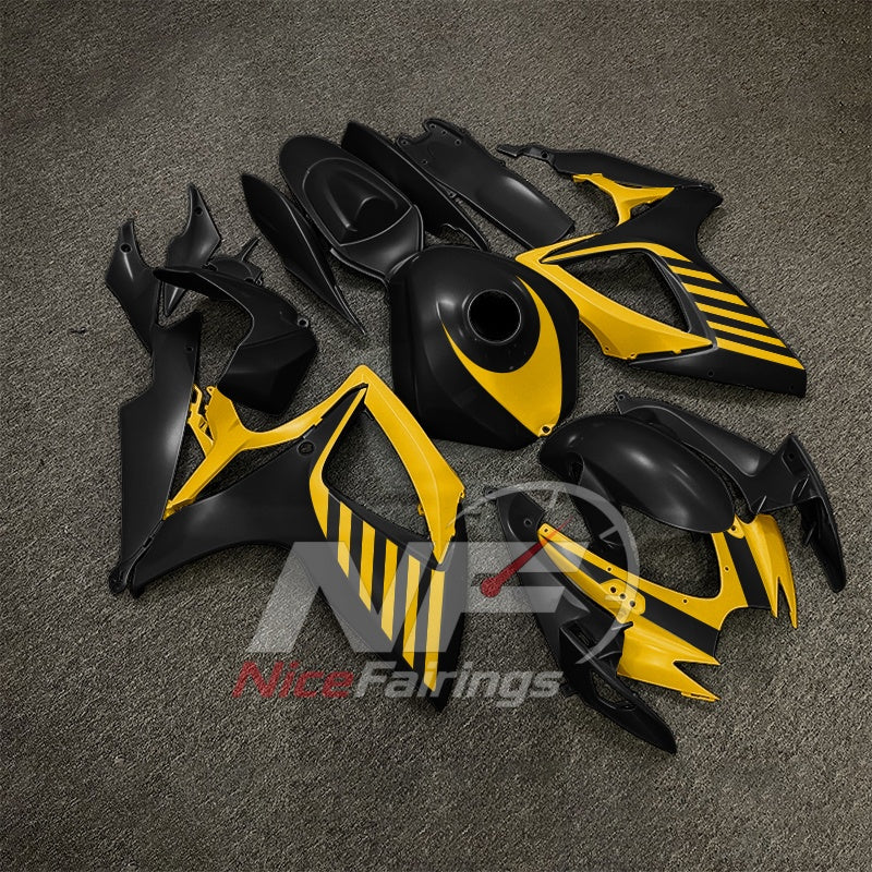 For Suzuki GSX-R600 GSX-R750 K6 2006-2007 Sportbike Fairing Set Black Gray Custom Painted Plastics | NiceFairings - side angle image