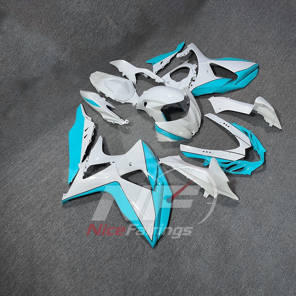 For Suzuki GSXR1000 K17 2017-2026 K17 ABS Body Kit Teal White Street Track Fairings | NiceFairings - side angle image