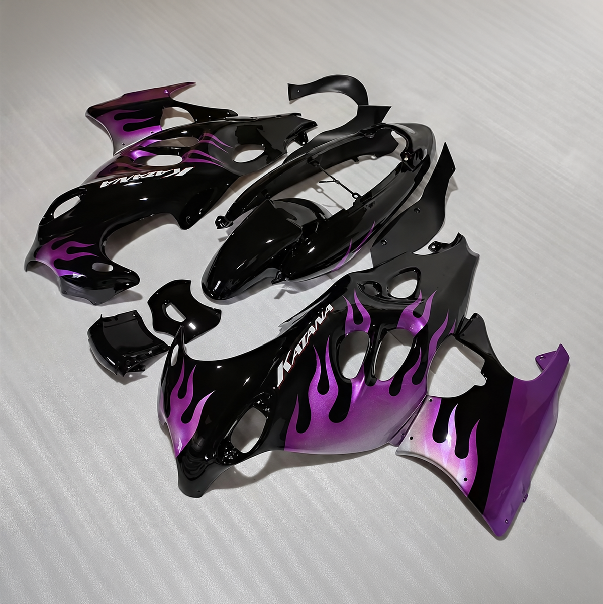 For Suzuki GSX600F GSX750F 2003-2006 Black Purple Flame Fairings Kit | NiceFairings - side angle image