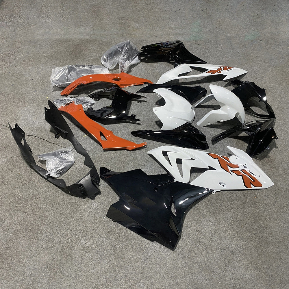 For BMW S1000RR 2017-2018 White Red Standard No Tank Cover ABS Fairing Kit, Custom Painted Motorcycle Bodywork | NiceFairings - side angle image