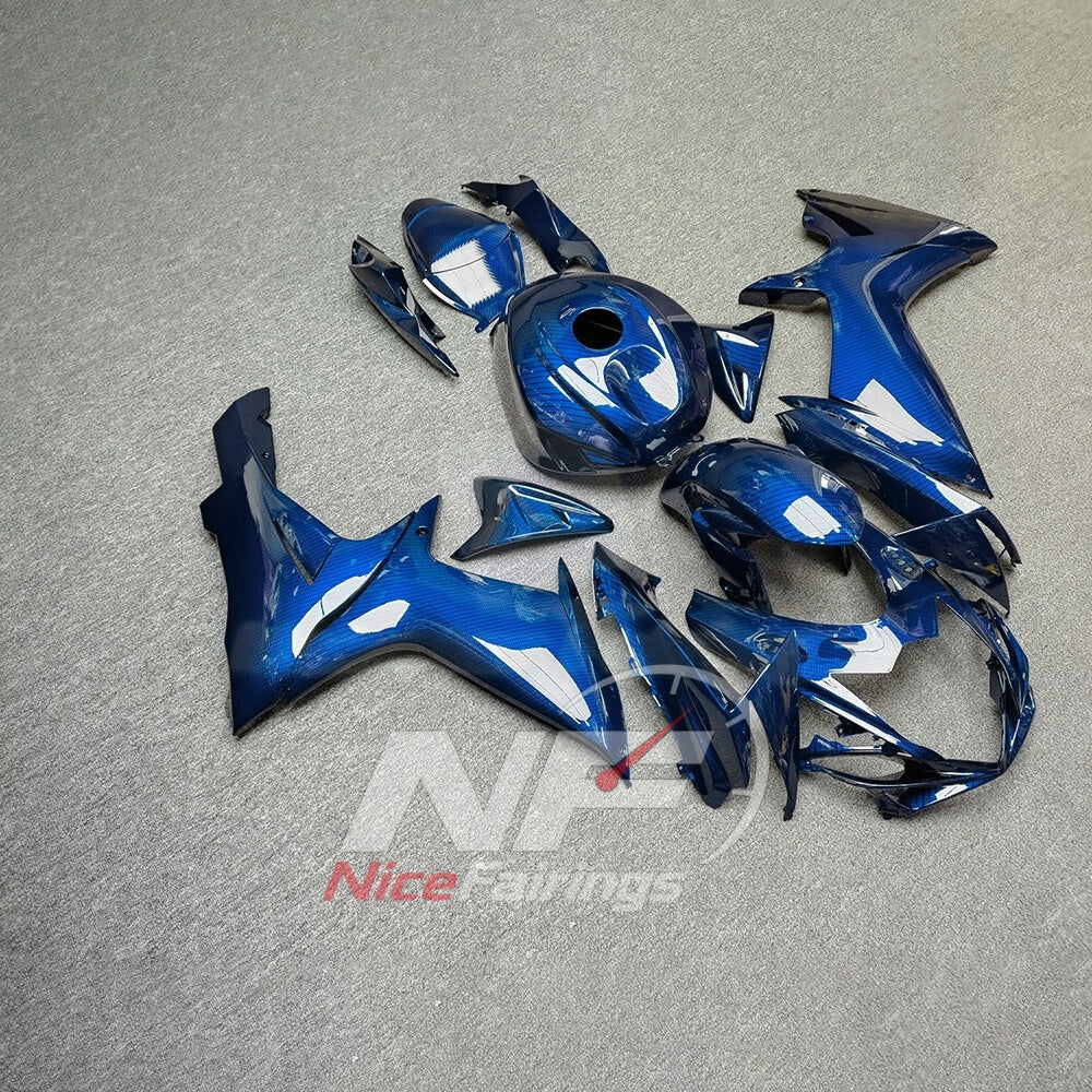 For Suzuki GSXR600 GSXR750 K11 2011-2016 Motorcycle Fairing Kit White Blue Body Panels | NiceFairings - side angle image
