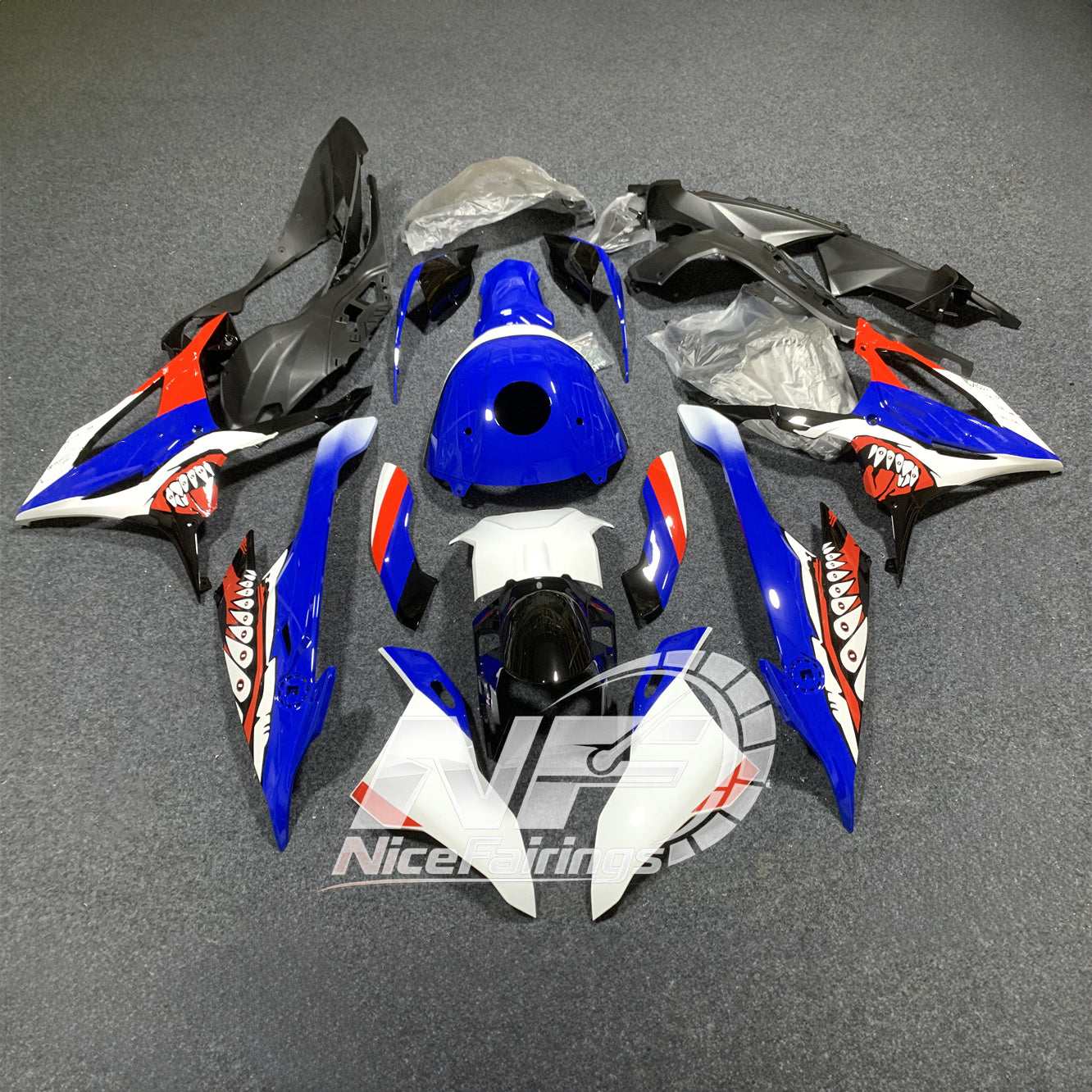 For BMW S1000RR 2019-2022 Track Edition Full Fairing Kit, Painted ABS Motorcycle Plastics | NiceFairings - side angle image