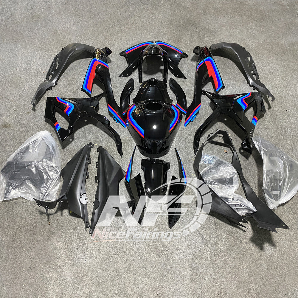 For BMW S1000RR 2019-2022 Red Black Custom Fairings, ABS Replacement Plastics Full Body Kit | NiceFairings - side angle image