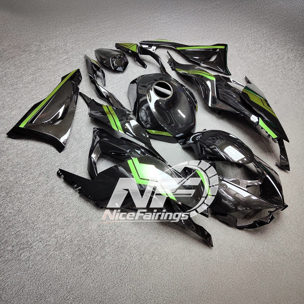 For Kawasaki ZX6R 636 2024-2025 ABS Fairing Kit Red Black Tank Cover | NiceFairings - side angle image