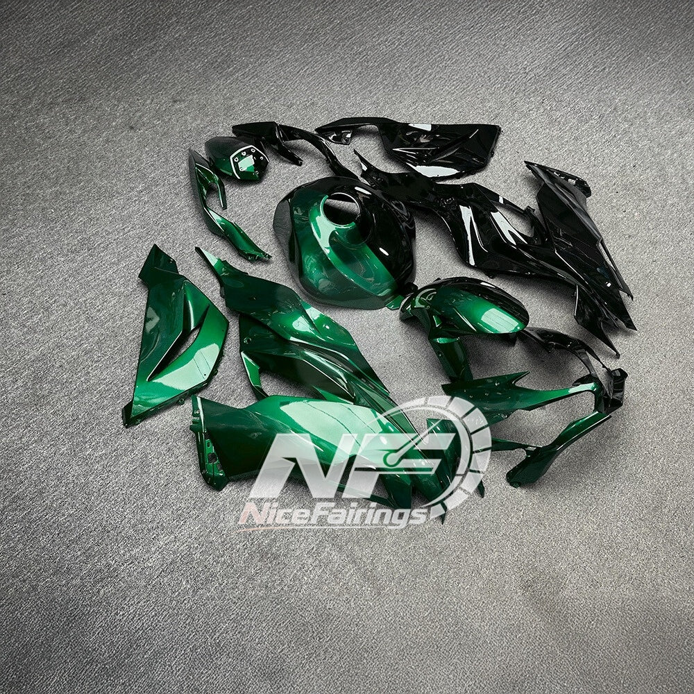 Kawasaki ZX-6R 636 2019-2023 Replacement Fairing Set Lime Green Tank Cover | NiceFairings - side angle image