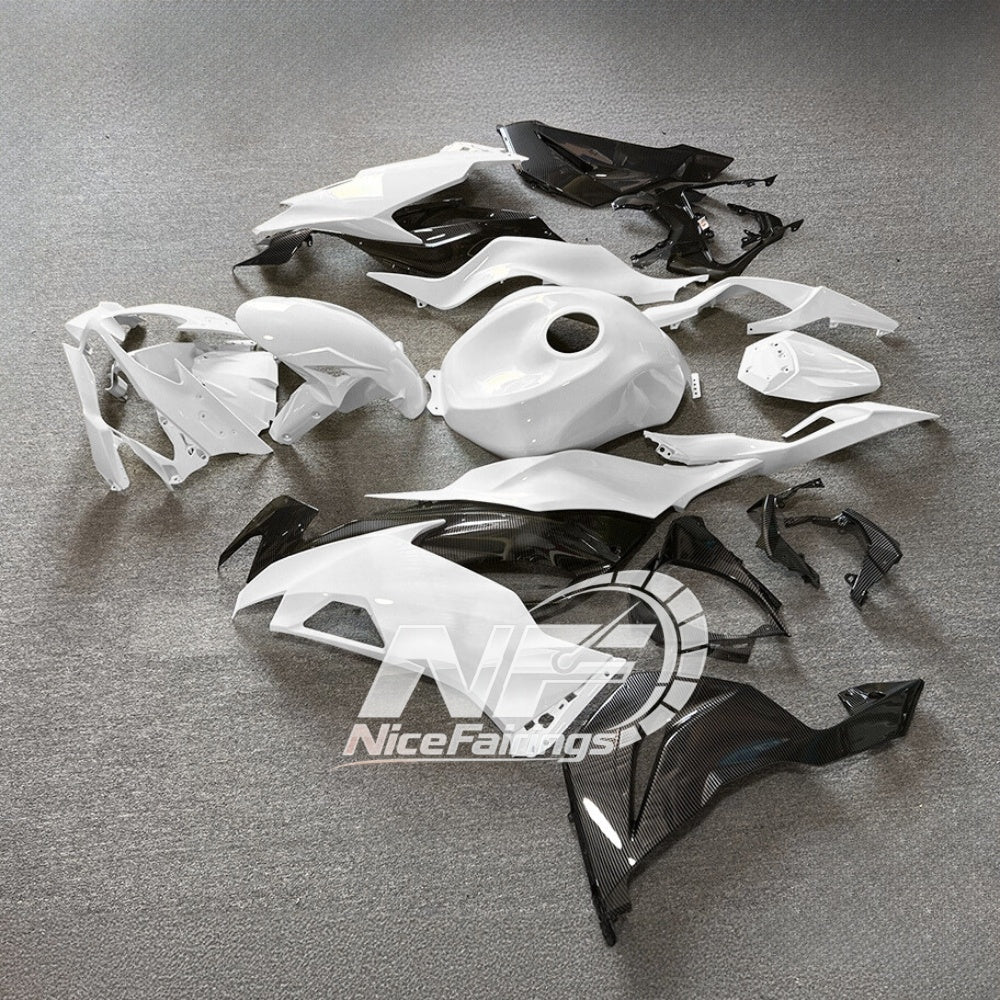 For Kawasaki ZX6R 636 Custom Painted ABS Body Kit White Blue Premium Edition | NiceFairings - side angle image
