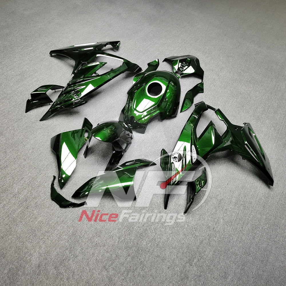 For BMW S1000RR 2023-2024 Green Black Motorcycle Fairing Kit with Aftermarket Body Panels | NiceFairings - side angle image