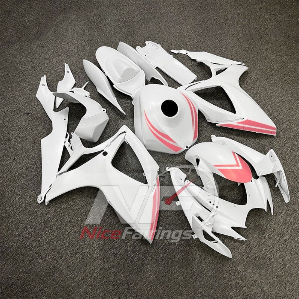For Suzuki GSXR600 GSXR750 K6 2006-2007 ABS Fairing Kit White Painted Bodywork | NiceFairings - side angle image