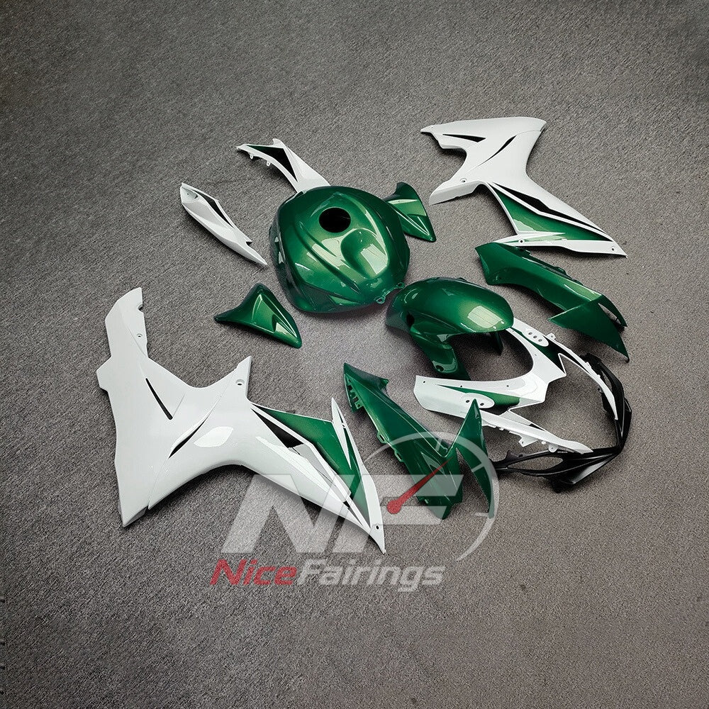 For Suzuki GSXR600 GSXR750 K11 2011-2016 ABS Body Kit White Green Street Track Fairings | NiceFairings - side angle image