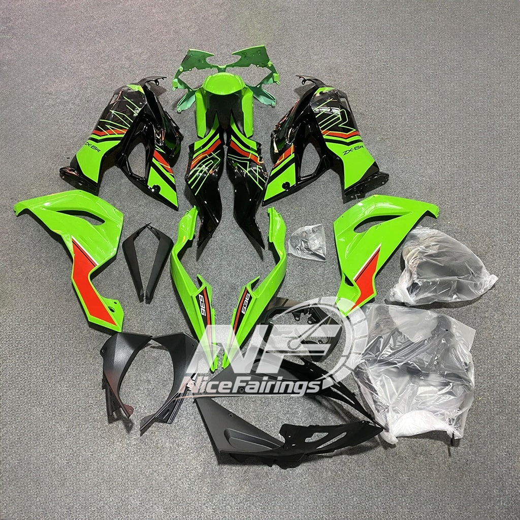 Kawasaki ZX6R 636 Custom Painted ABS Body Kit White Blue | NiceFairings - side angle image