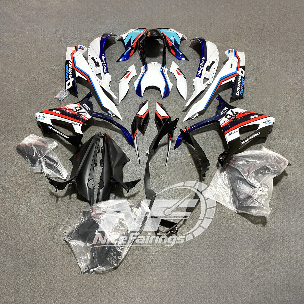 For BMW S1000RR 2019-2022 Track Edition Full Fairing Kit, Painted ABS Motorcycle Plastics | NiceFairings - side angle image