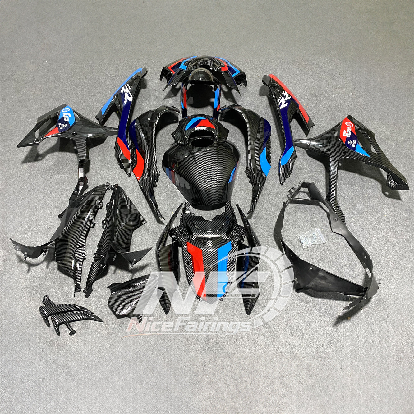 For BMW S1000RR 2019-2022 Gloss Black Premium Edition Sportbike Fairings, Custom ABS Bodywork And Replacement Plastics | NiceFairings - side angle image