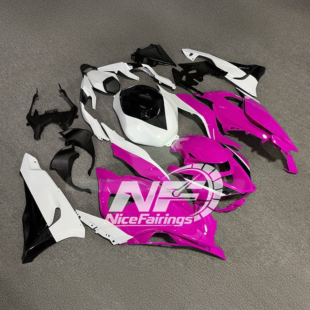 For Kawasaki Ninja ZX-6R 636 2024-2025 Custom Fairings White Blue Tank Cover | NiceFairings - rear angle image