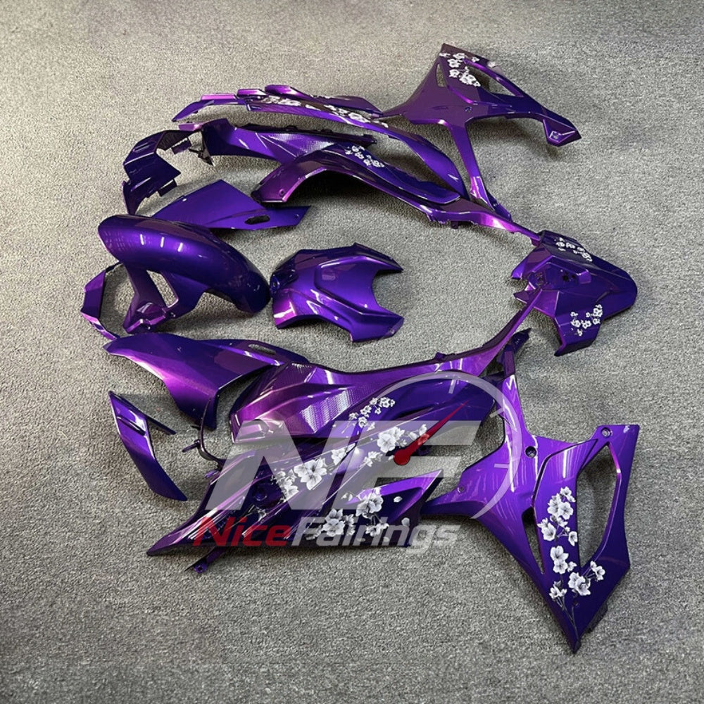 For BMW S1000RR 2023-2024 Purple Black Sportbike Fairing Set with Custom Painted Plastics | NiceFairings - rear angle image