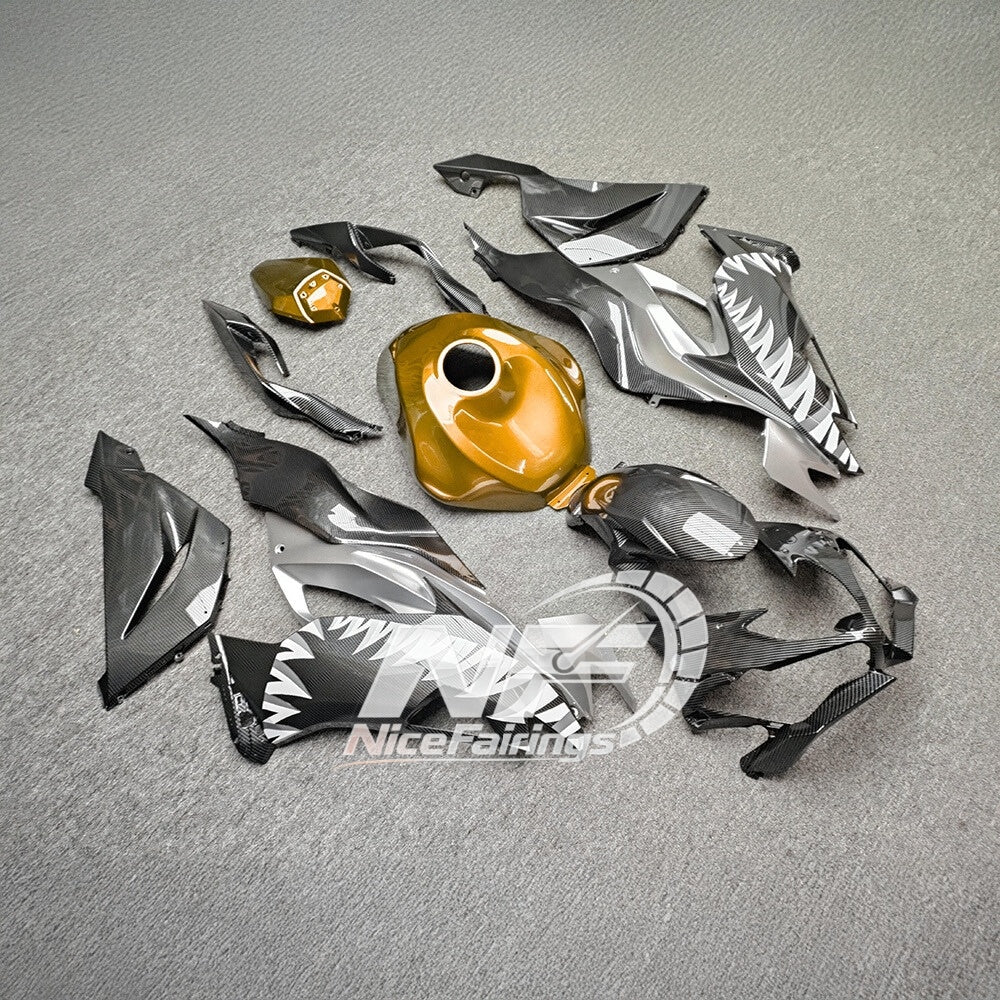 For Kawasaki ZX6R 636 Custom Painted ABS Body Kit Blue Silver Signature Edition | NiceFairings - rear angle image